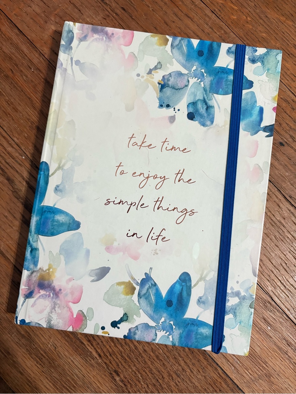 Floral Blue Elastic Band Hardcover Journal